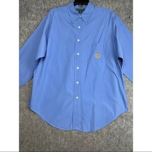 Lauren Ralph Lauren Dress‎ Shirt Men's 14 Blue Cotton Formal Business Button-Up